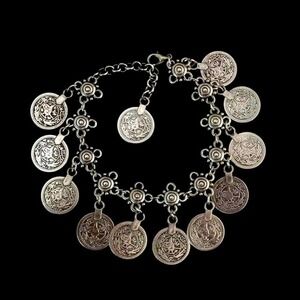 Afghan Gypsy Coin Bohemian Anklet Bracelet Vintage Silver Coin Jewelry